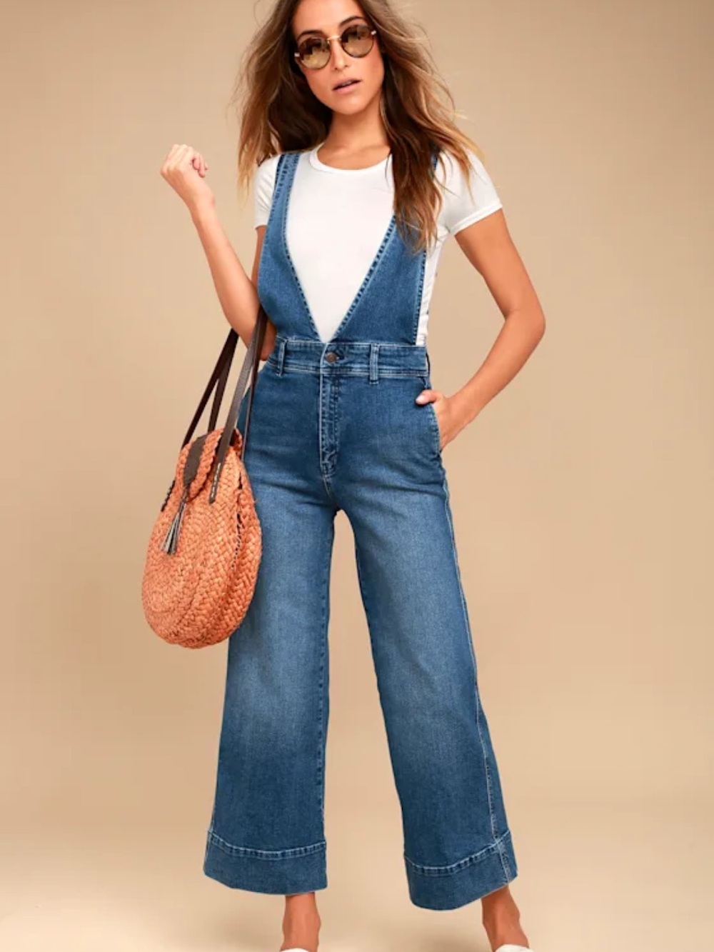 Free People A-Line Overalls Medium Wash 2